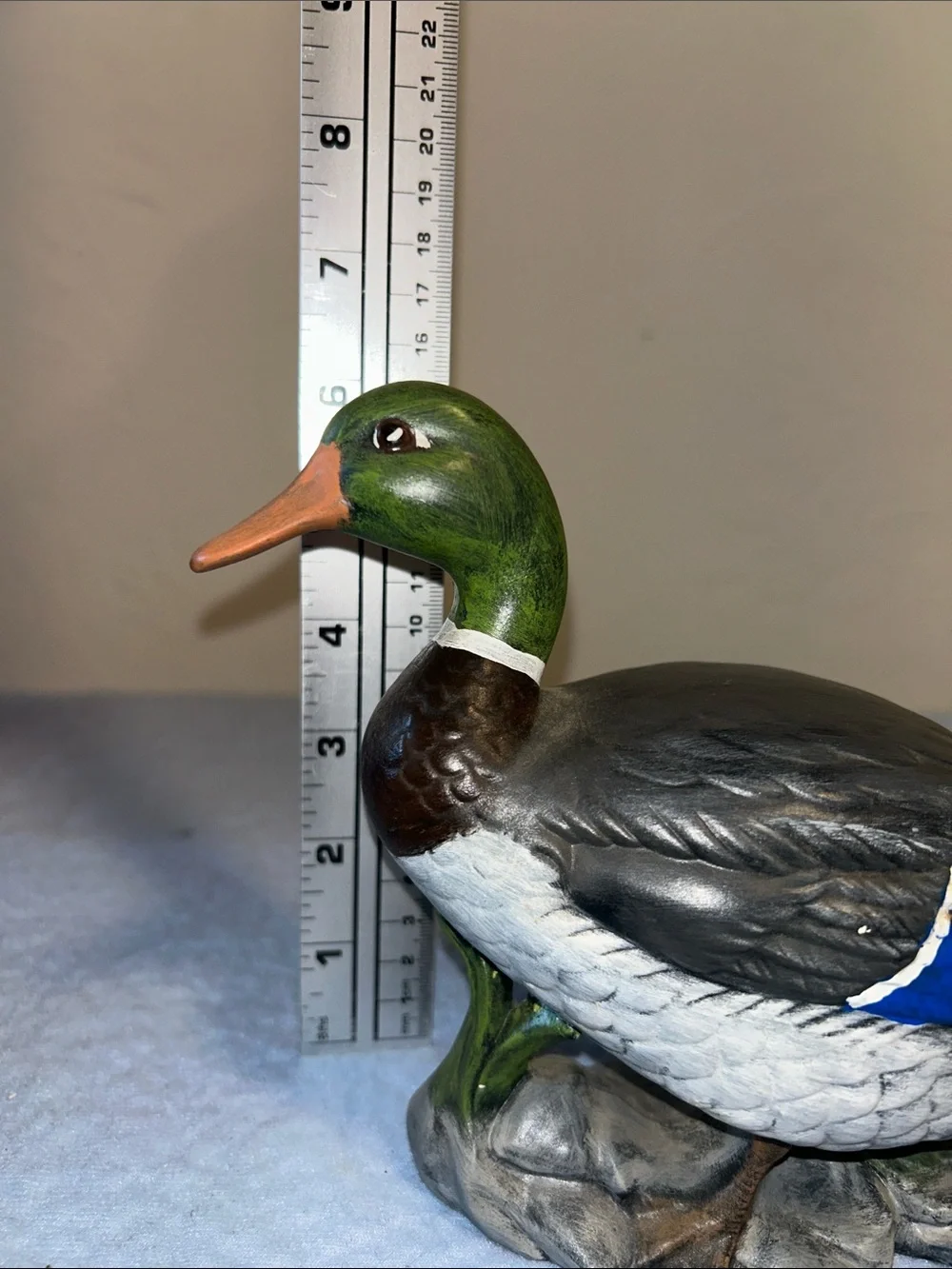 Ceramic Hand Painted Mallard Duck Standing on Rocks